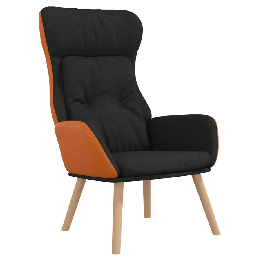 Chaise de relaxation Noir Tissu et PVC - 2
