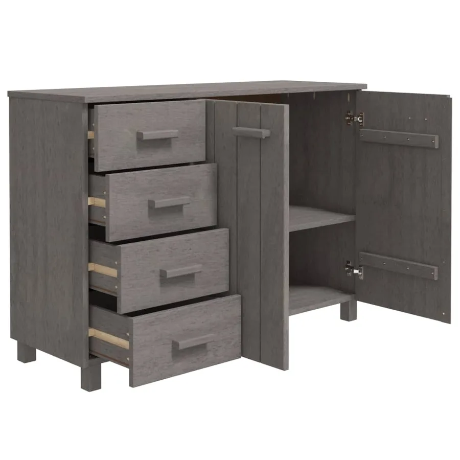 Buffet HAMAR Gris clair 113x40x80 cm Bois massif de pin - 3