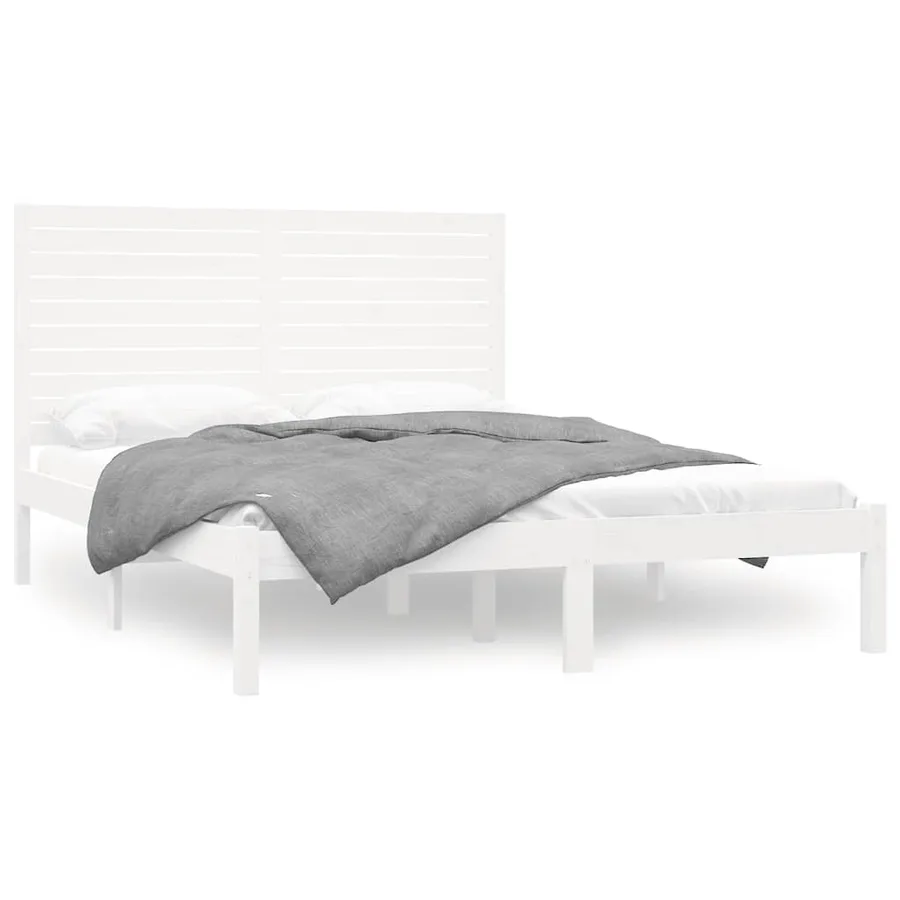 Cadre de lit sans matelas blanc 160x200 cm bois massif - 2