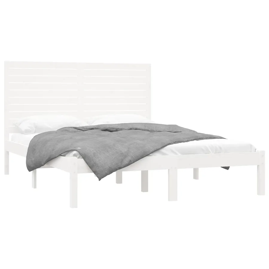 Cadre de lit sans matelas blanc 160x200 cm bois massif - 3