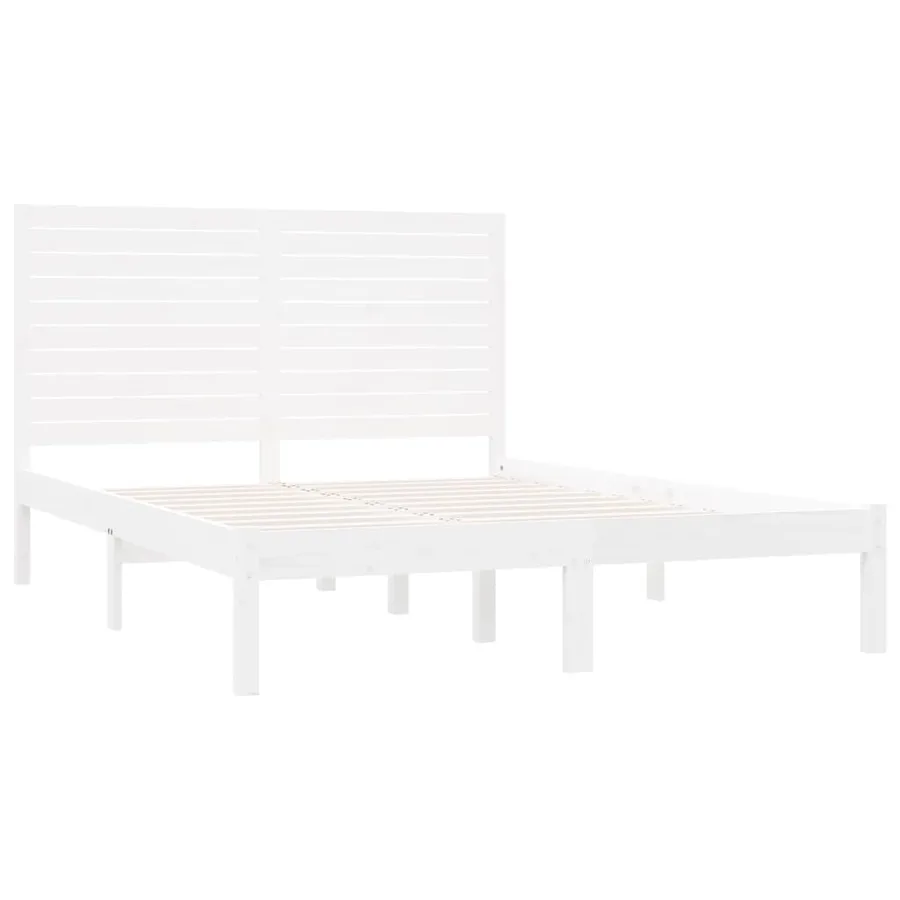 Cadre de lit sans matelas blanc 160x200 cm bois massif - 4