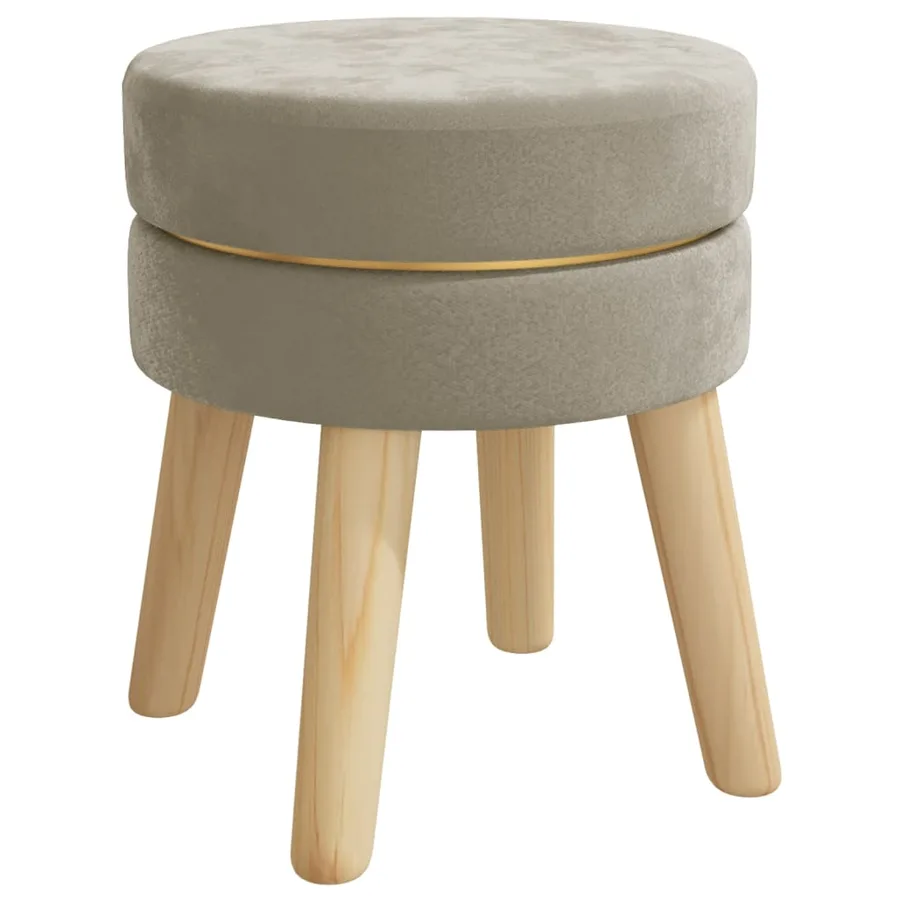 Tabouret rond Gris foncé Velours - 2