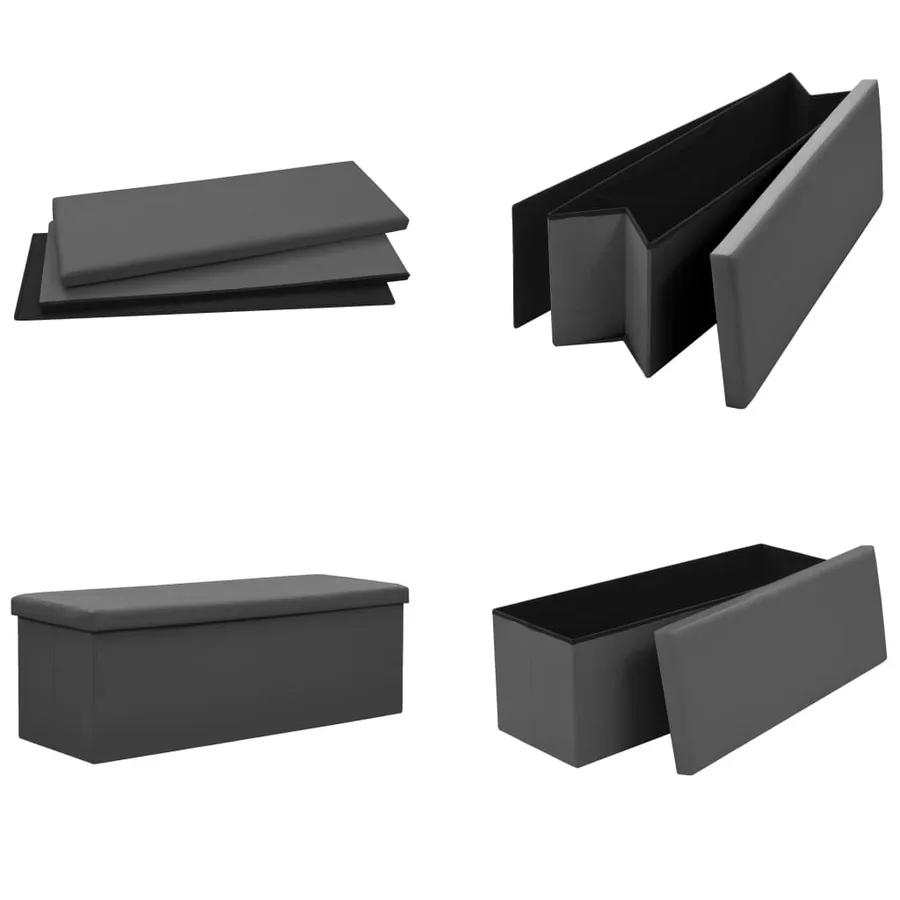 Banc de rangement pliable Gris PVC - 5