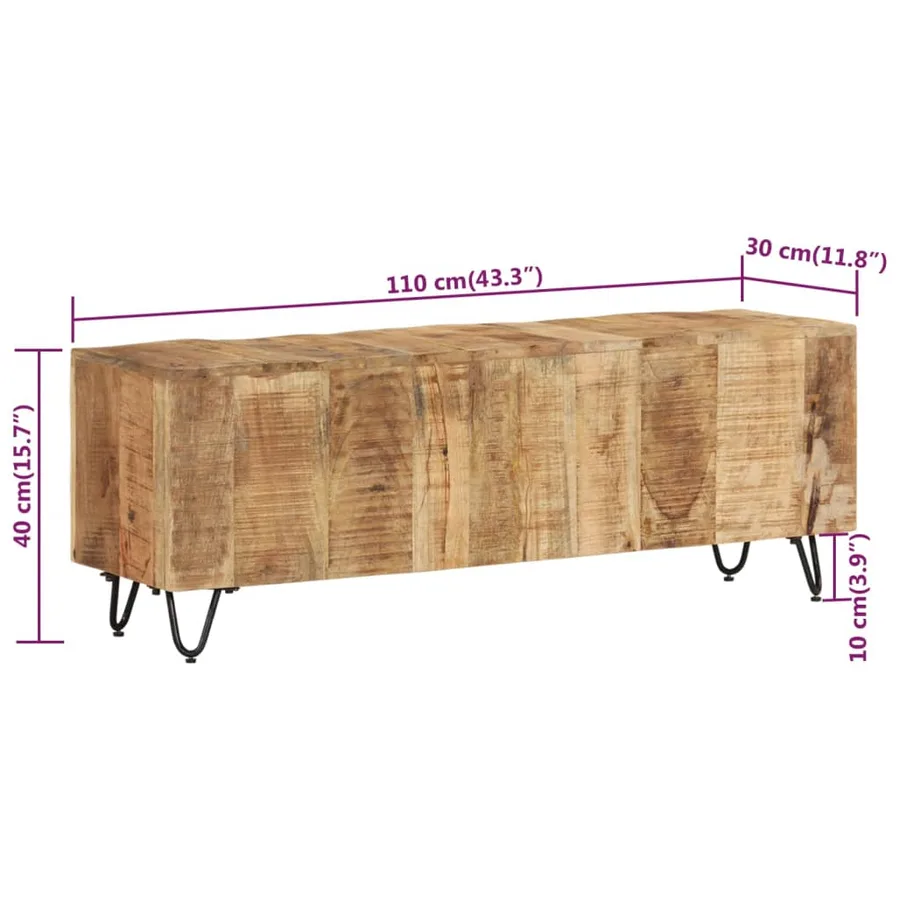 Meuble TV 110x30x40 cm Bois massif de manguier - 7