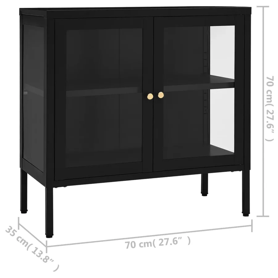 Buffet Noir 70x35x70 cm Acier et verre - 10