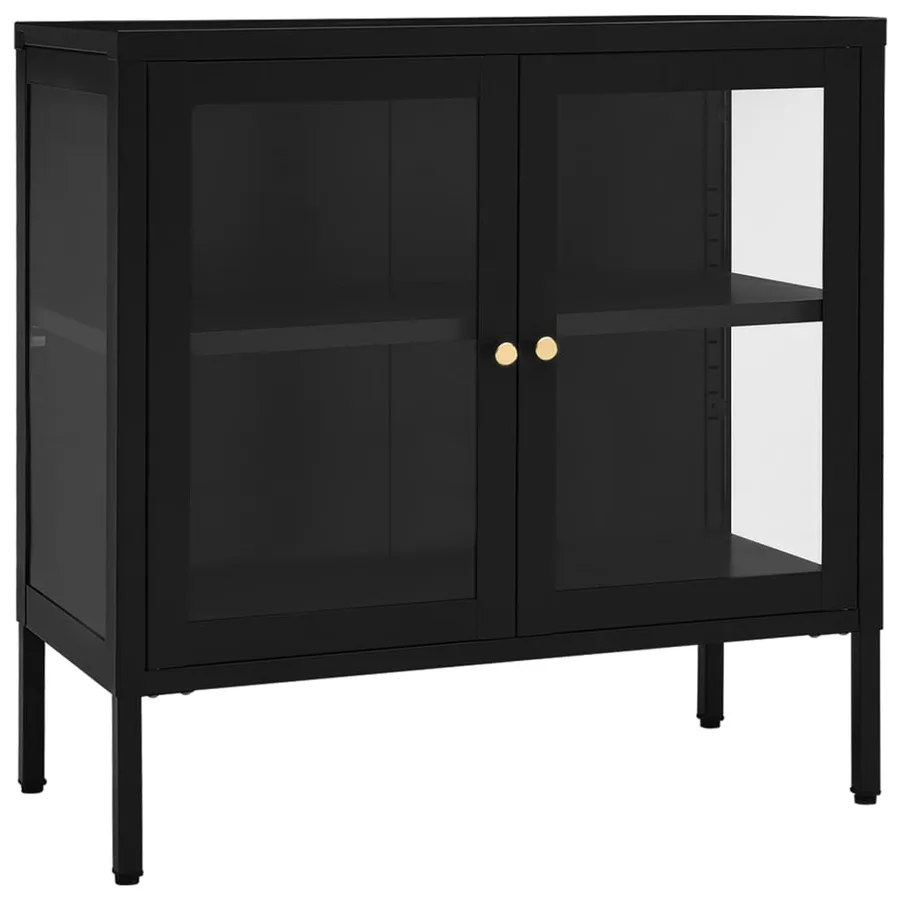 Buffet Noir 70x35x70 cm Acier et verre - 2