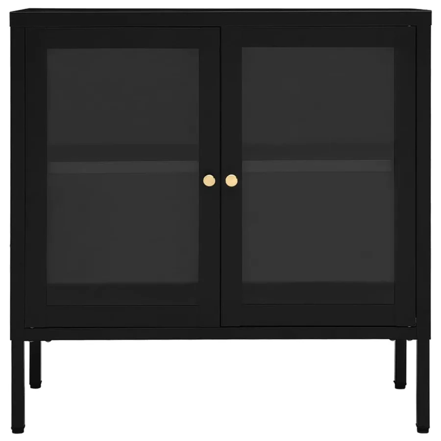 Buffet Noir 70x35x70 cm Acier et verre - 3
