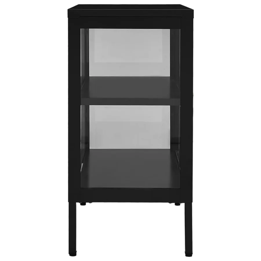 Buffet Noir 70x35x70 cm Acier et verre - 4