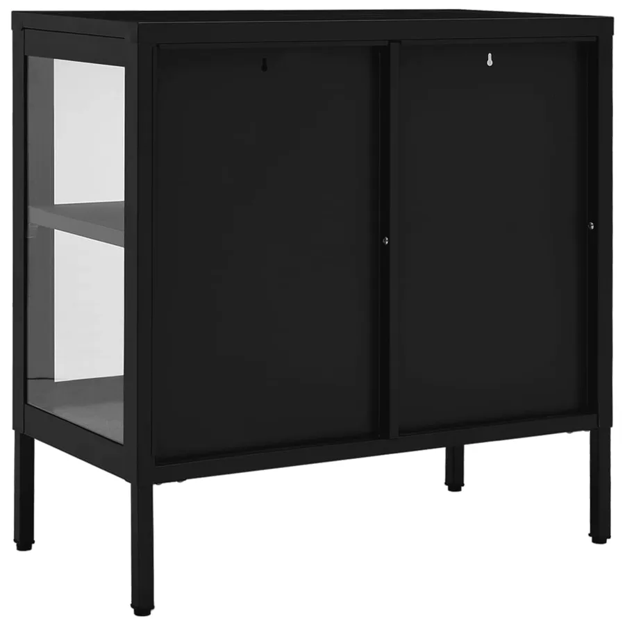 Buffet Noir 70x35x70 cm Acier et verre - 5