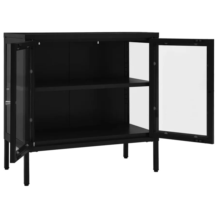 Buffet Noir 70x35x70 cm Acier et verre - 6