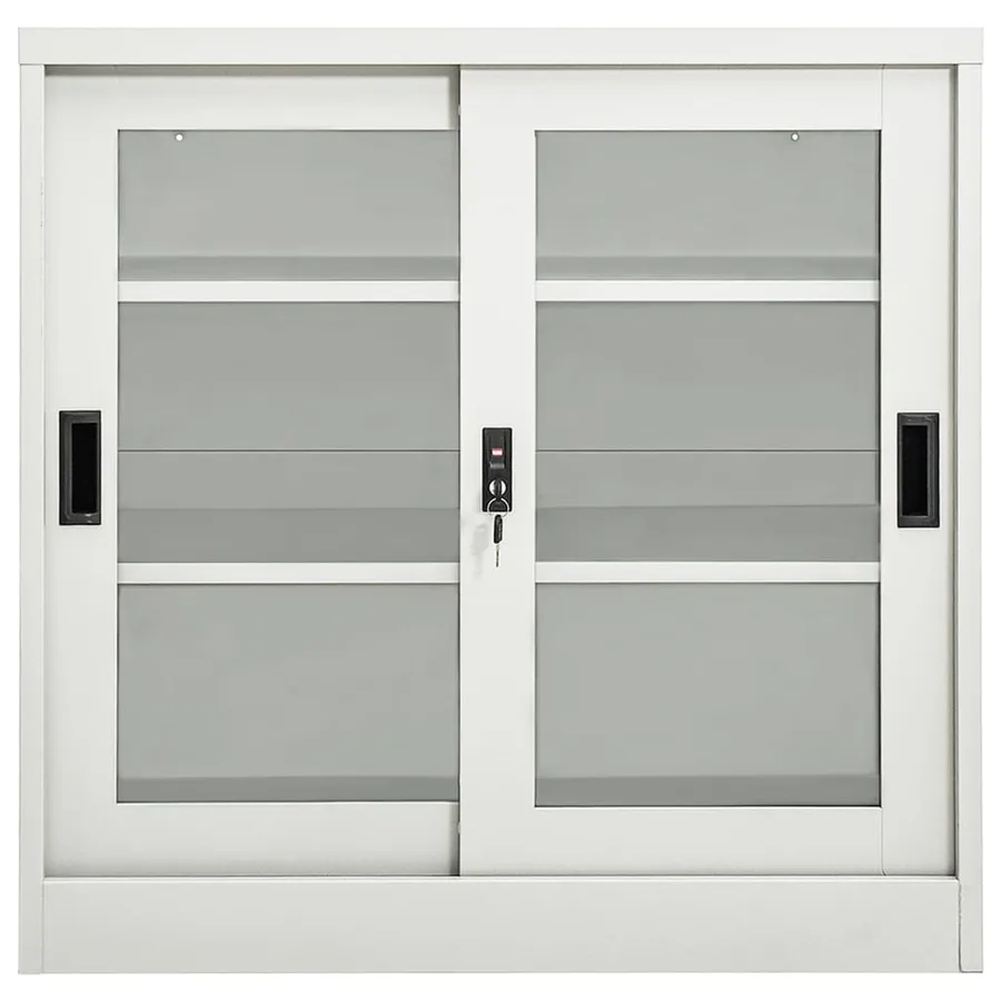 Armoire à portes coulissantes Gris clair 90x40x90 cm Acier - 2