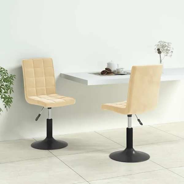 Chaises pivotantes à manger lot de 2 crème velours
