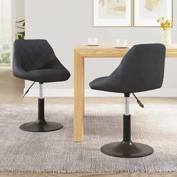 Chaises pivotantes à dîner lot de 2 Gris foncé Velours