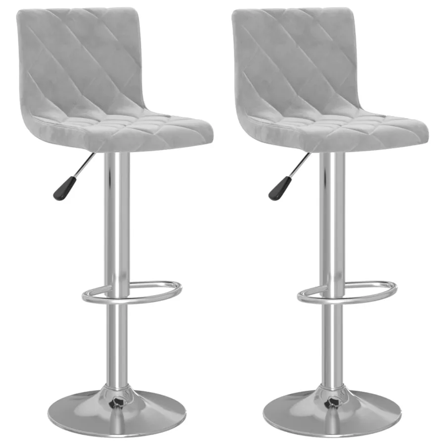 Tabourets de bar lot de 2 gris clair velours - 2