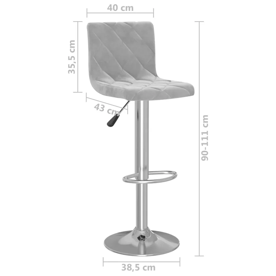 Tabourets de bar lot de 2 gris clair velours - 9