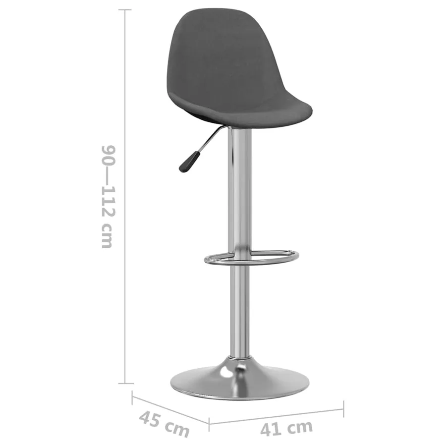 Tabourets de bar lot de 2 gris foncé tissu - 9