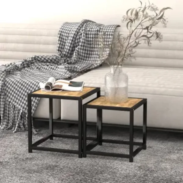 Tables à thé 2 pcs MDF Noir et jaune