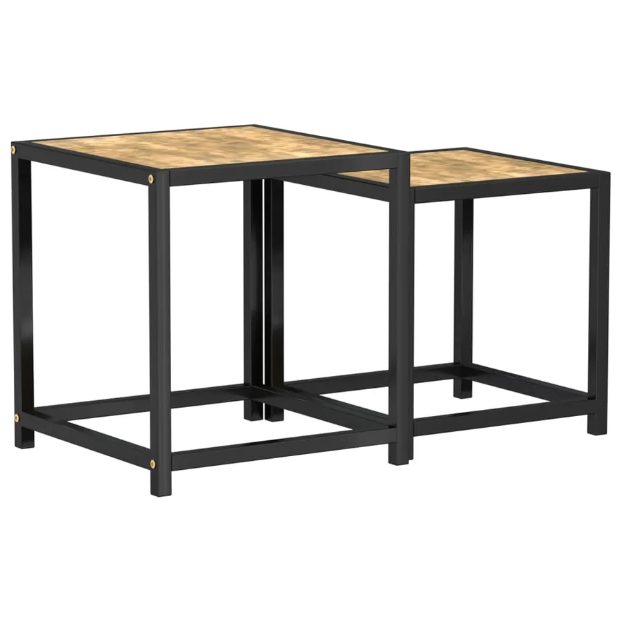 Tables à thé 2 pcs MDF Noir et jaune - 2