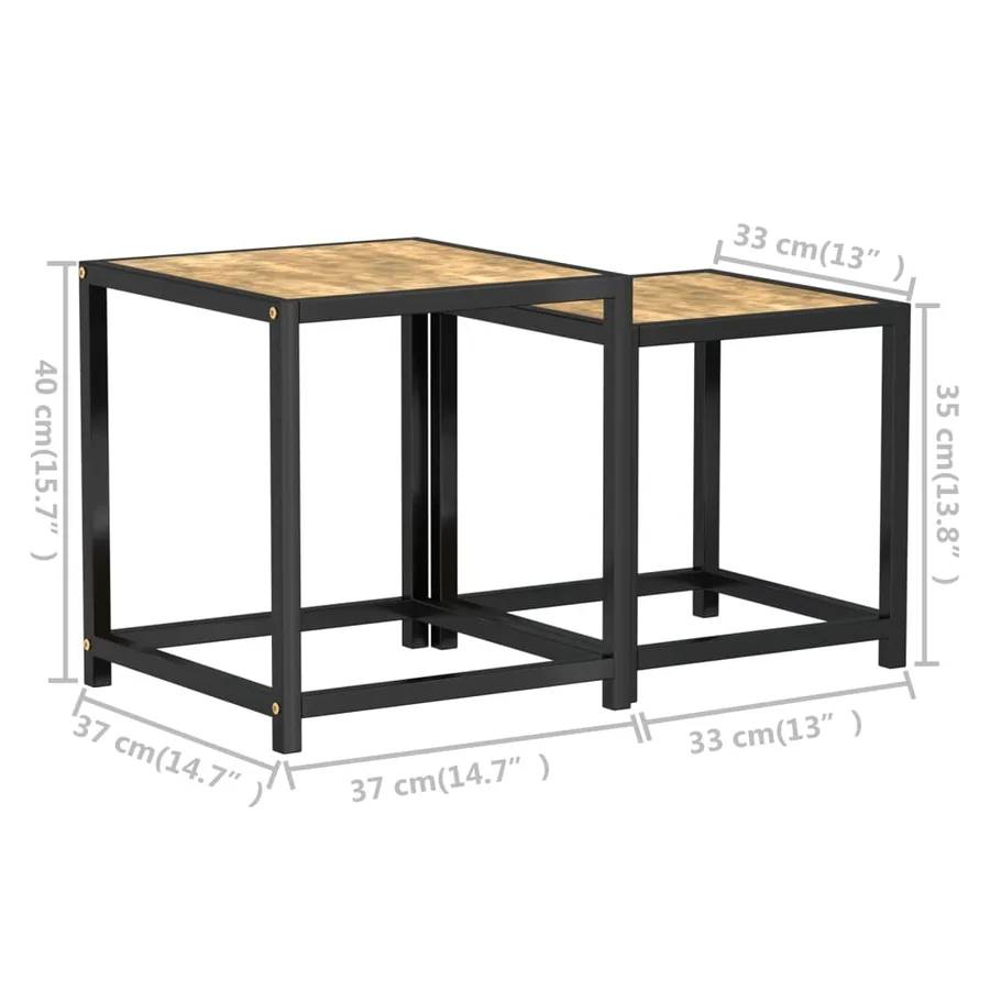 Tables à thé 2 pcs MDF Noir et jaune - 7