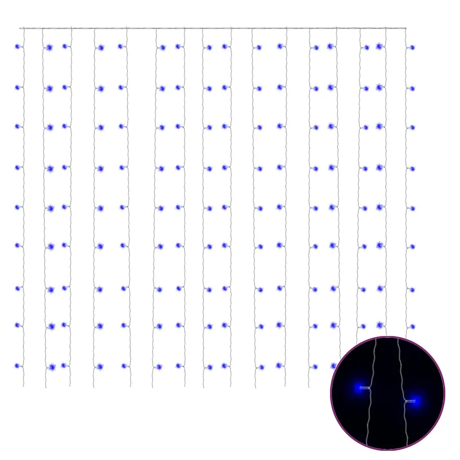 Rideaux lumineux à LED 3x3 m 300 LED Bleu 8 fonctions - 2