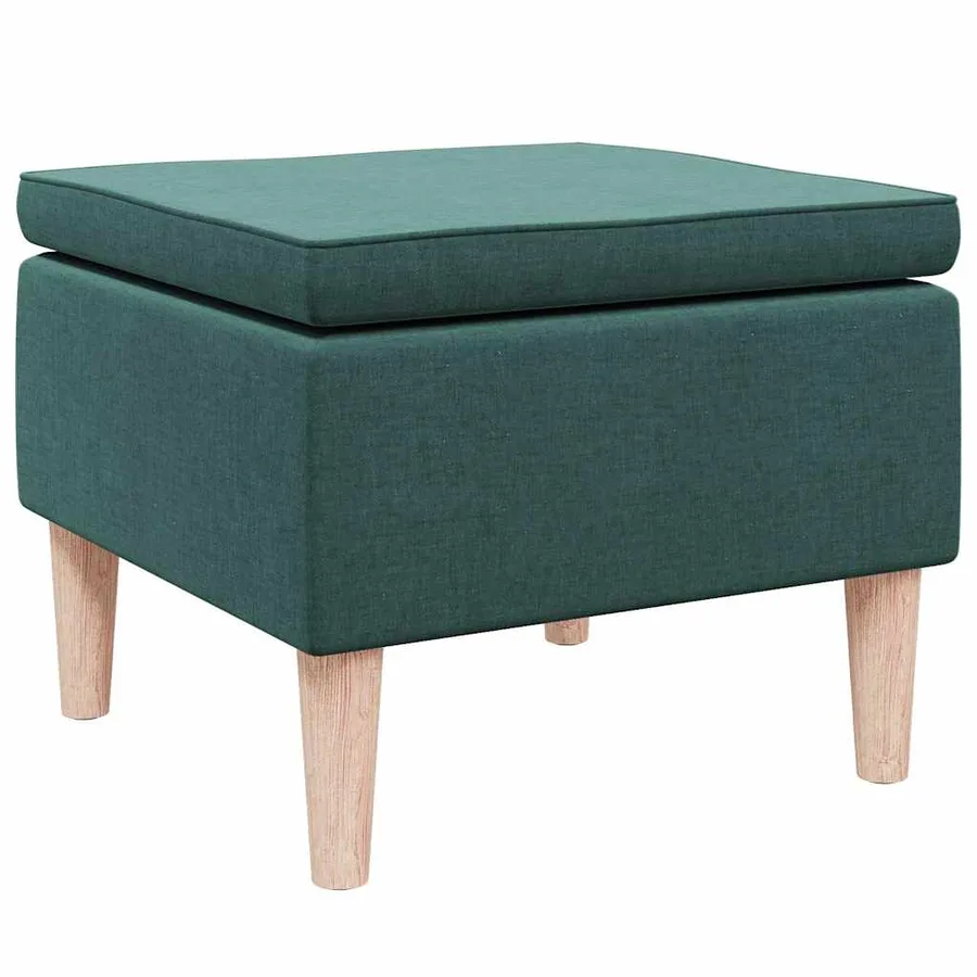 Tabouret avec pieds en bois Vert foncé Tissu - 4