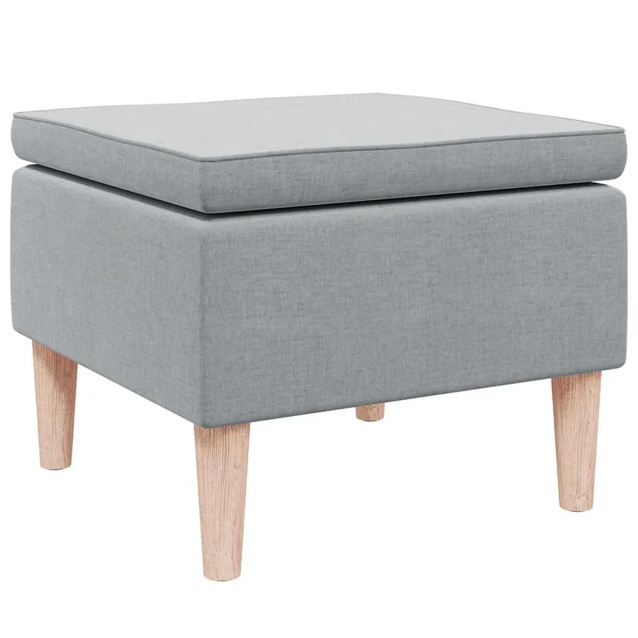 Tabouret avec pieds en bois Gris clair Tissu - 2