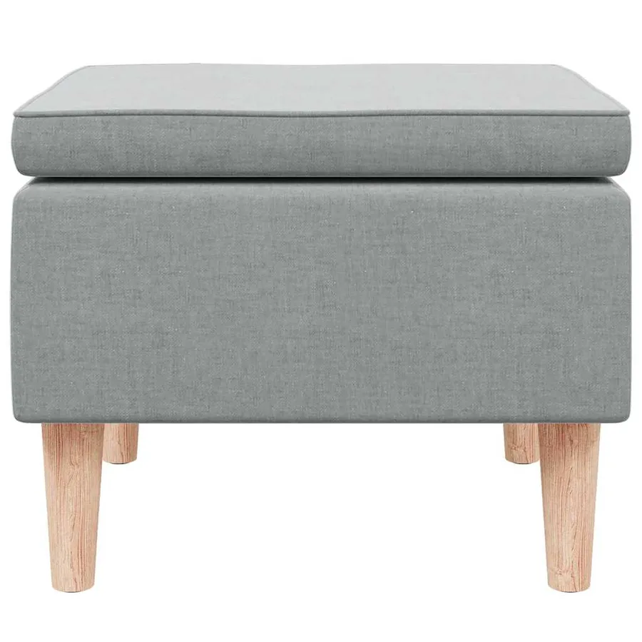 Tabouret avec pieds en bois Gris clair Tissu - 3