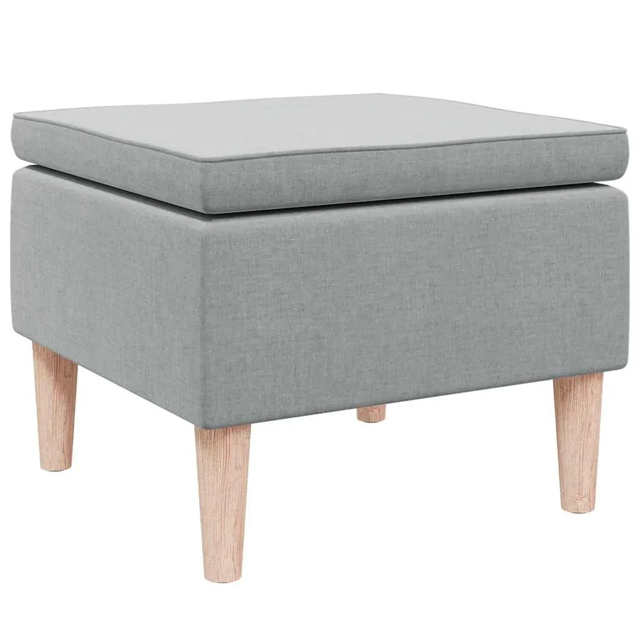 Tabouret avec pieds en bois Gris clair Tissu - 4