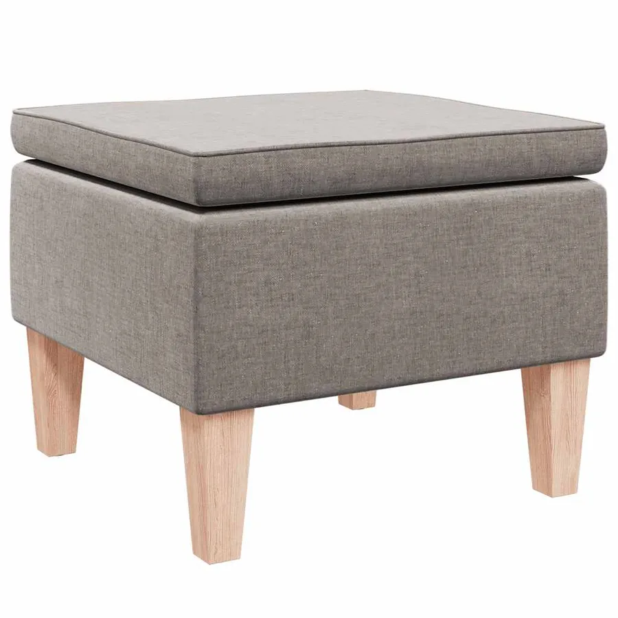 Tabouret avec pieds en bois Taupe Tissu - 2