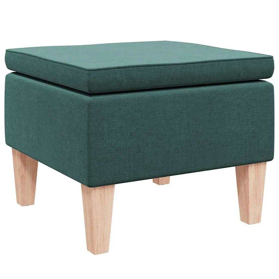 Tabouret avec pieds en bois Vert foncé Tissu - 2
