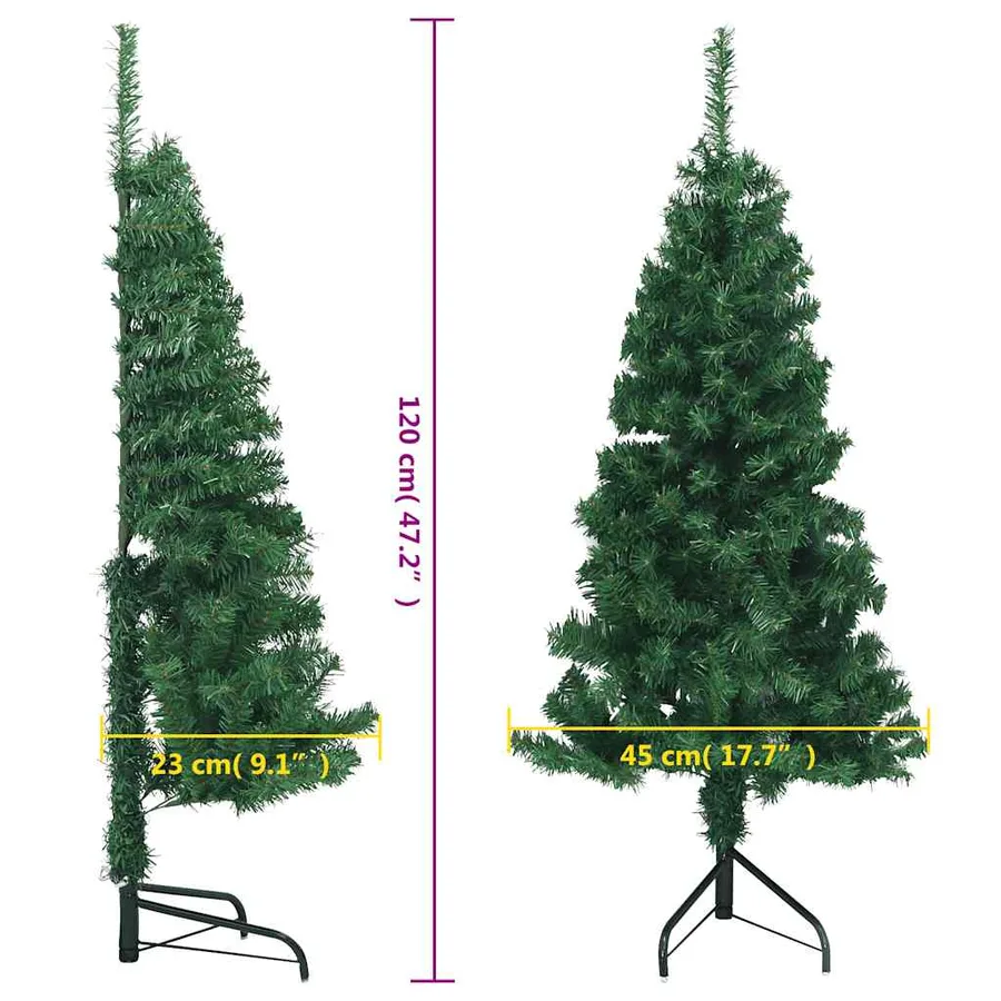 Sapin de Noël artificiel d'angle Vert 120 cm PVC - 9