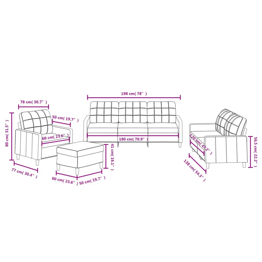 Ensemble de canapés 4 pcs avec coussins Gris clair Tissu - 10
