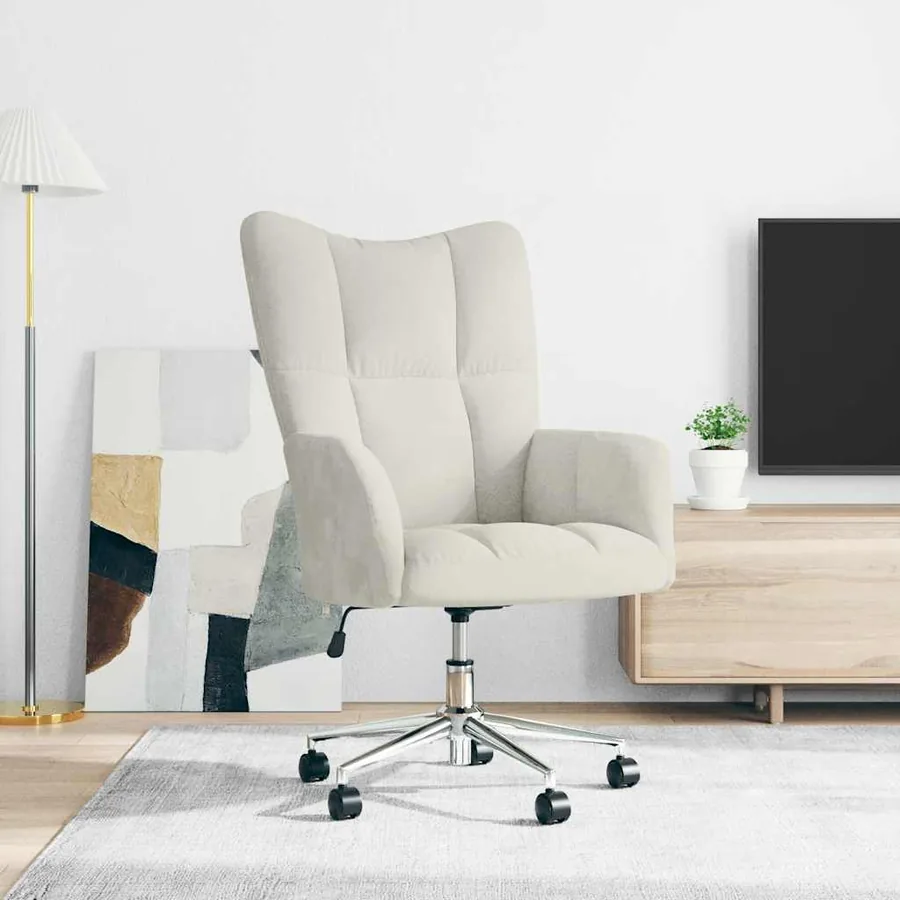 Chaise de relaxation Blanc crème Velours