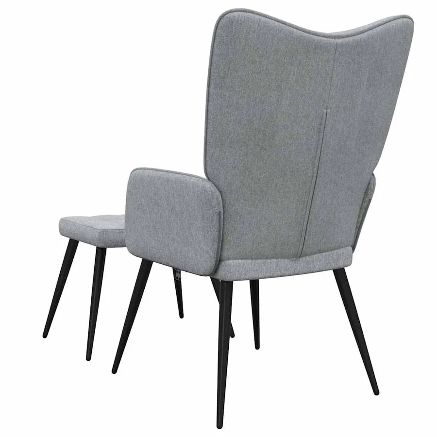Chaise de relaxation avec tabouret Gris clair Tissu - 10