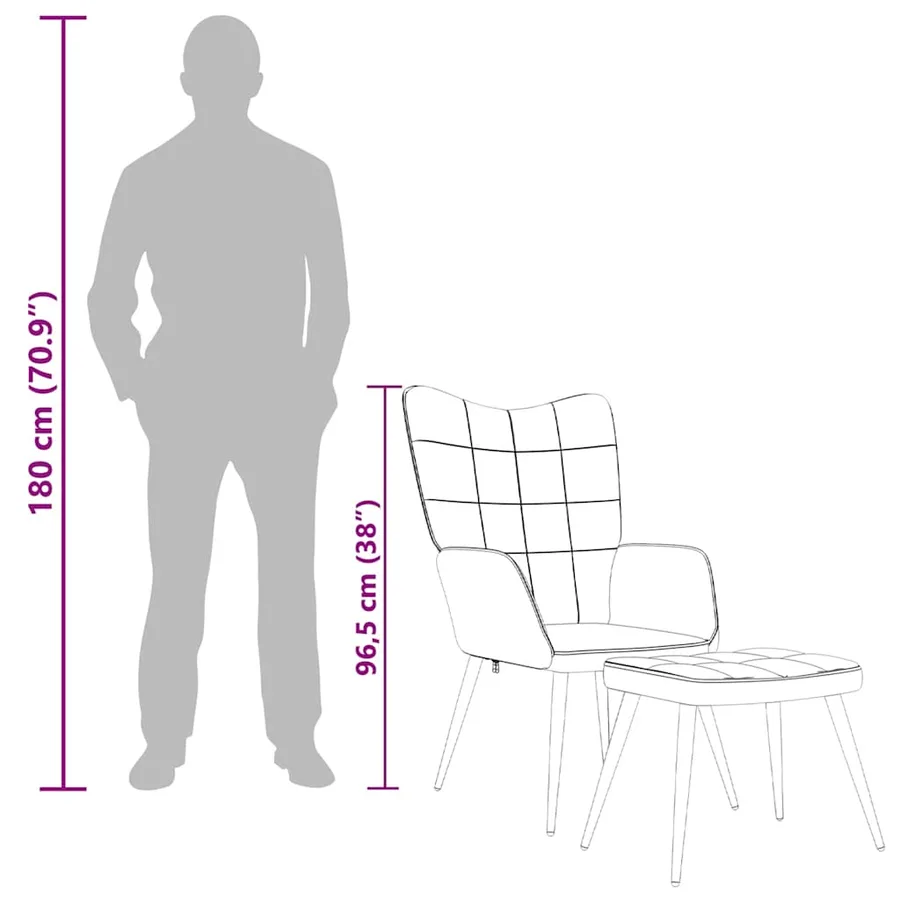 Chaise de relaxation avec tabouret Gris clair Tissu - 14