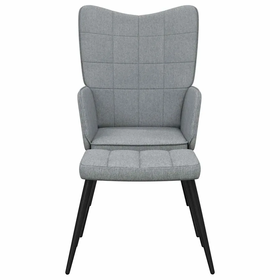 Chaise de relaxation avec tabouret Gris clair Tissu - 4