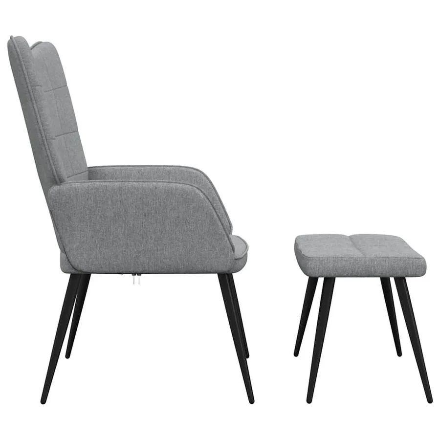 Chaise de relaxation avec tabouret Gris clair Tissu - 9