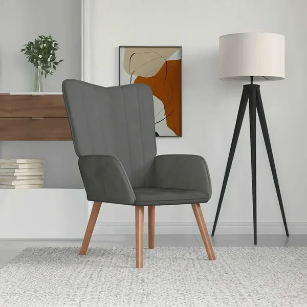 Chaise de relaxation Gris foncé Velours