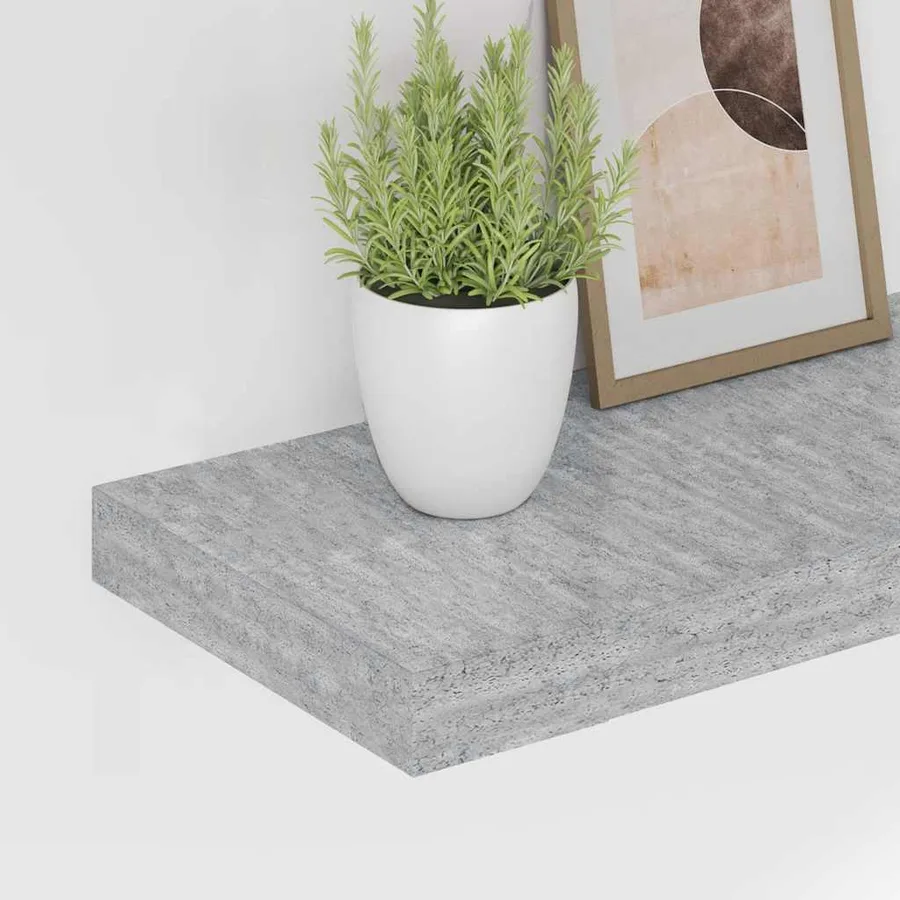 Étagères murales flottantes 2 pcs Gris béton 90x23,5x3,8cm MDF - 4