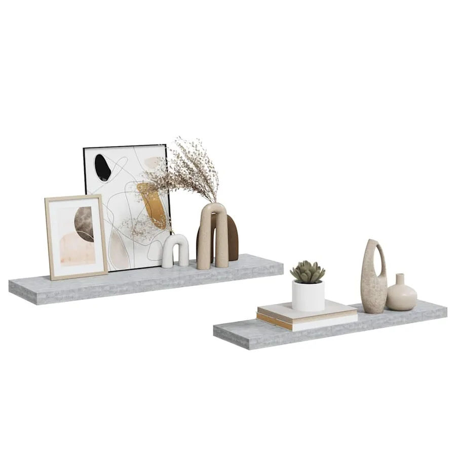 Étagères murales flottantes 2 pcs Gris béton 90x23,5x3,8cm MDF - 5