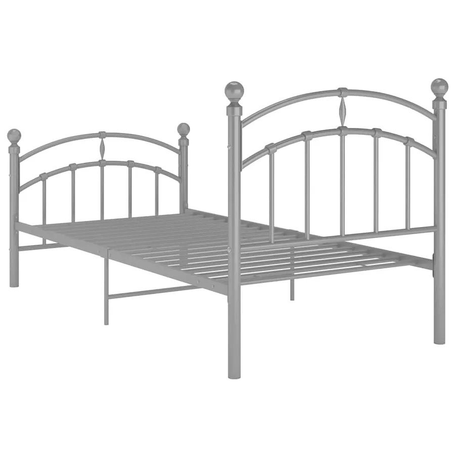 Cadre de lit sans matelas gris métal 100x200 cm - 5