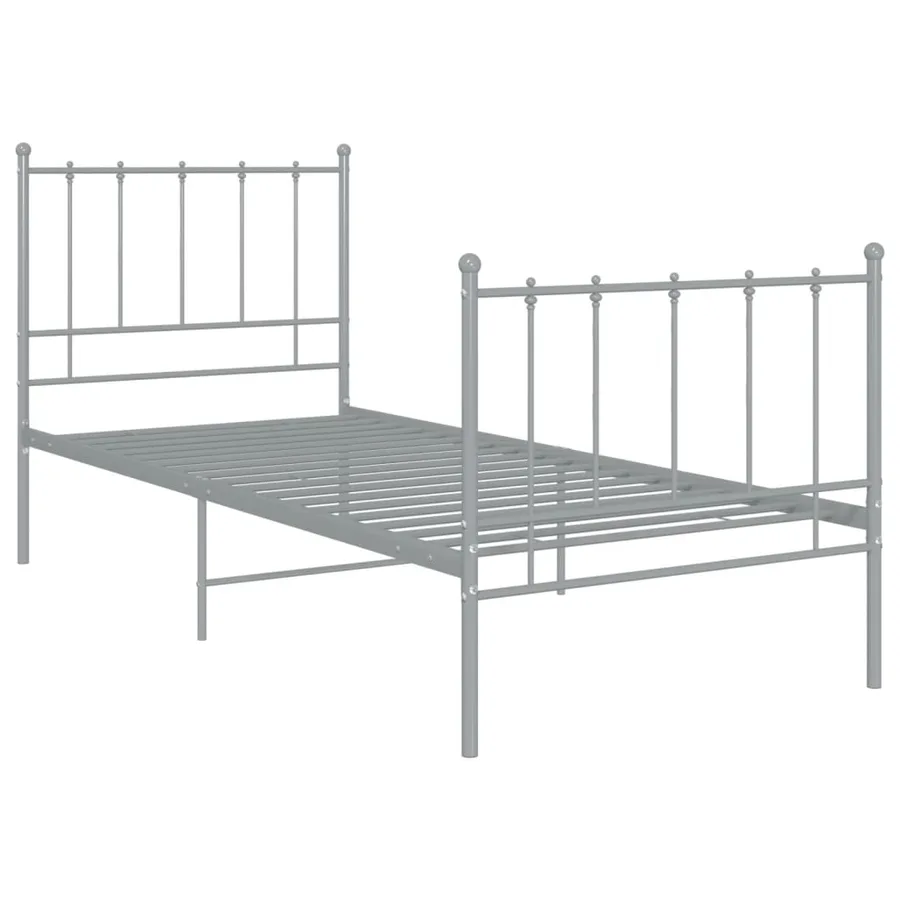 Cadre de lit sans matelas gris métal 100x200 cm - 2
