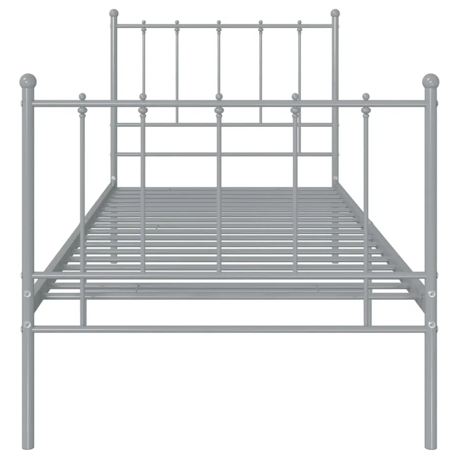Cadre de lit sans matelas gris métal 100x200 cm - 4