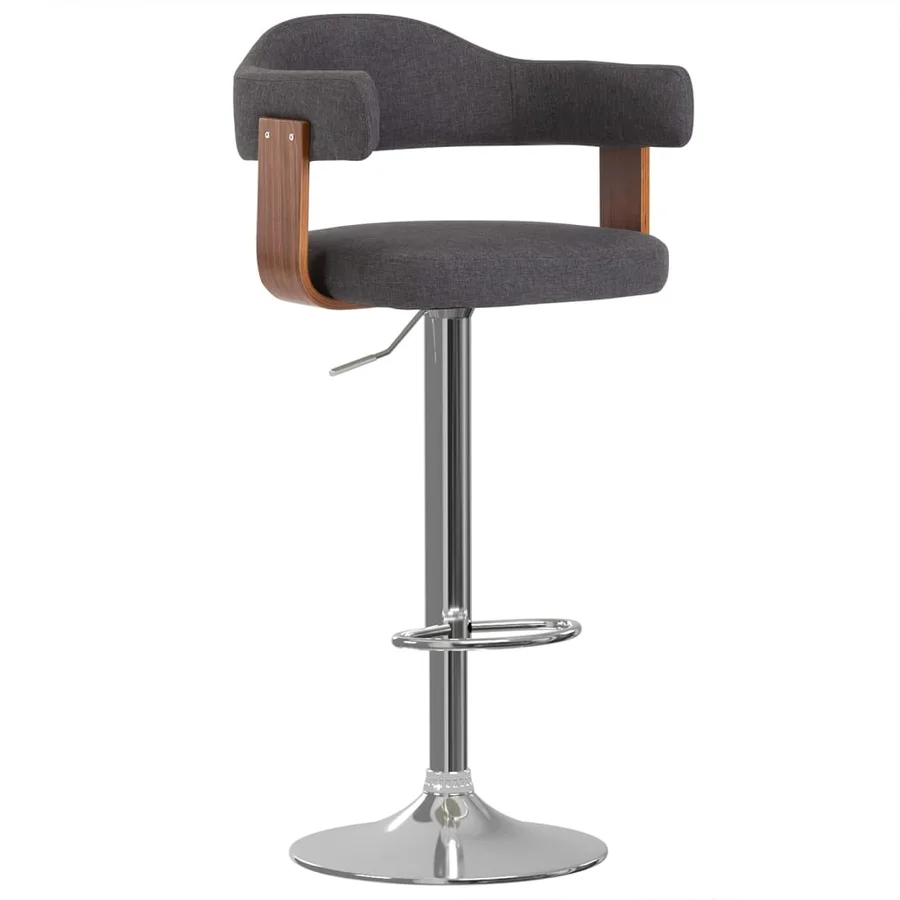 Tabourets de bar lot de 2 gris foncé bois courbé et tissu - 2