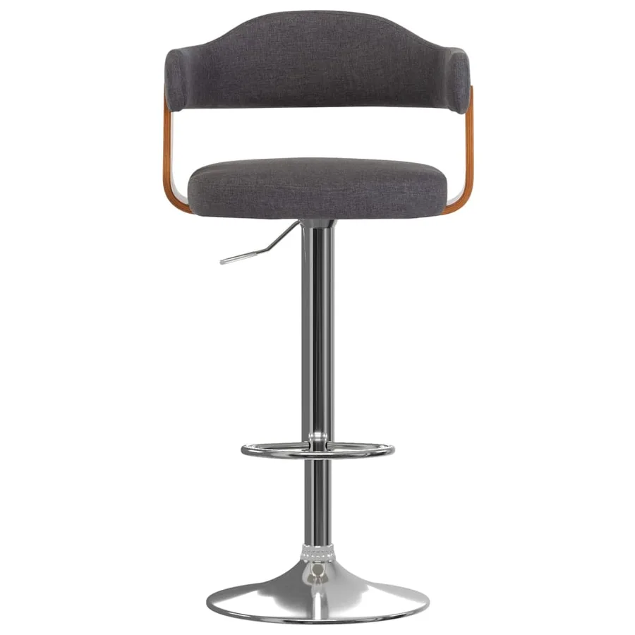 Tabourets de bar lot de 2 gris foncé bois courbé et tissu - 3