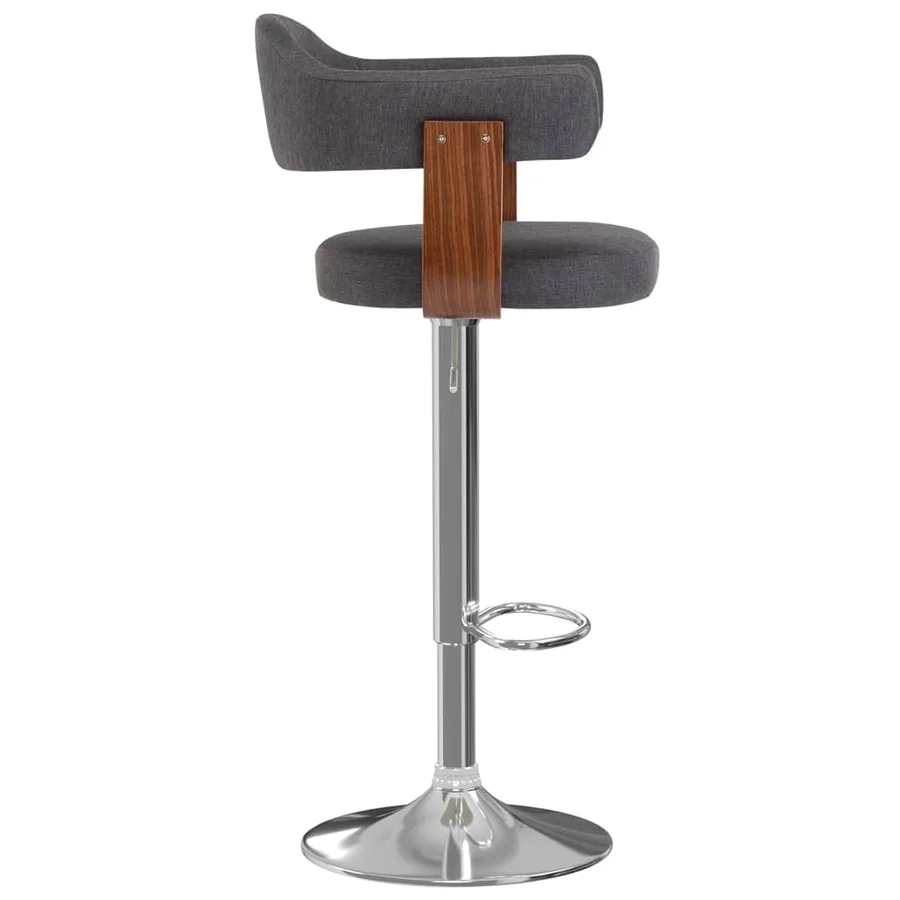 Tabourets de bar lot de 2 gris foncé bois courbé et tissu - 4
