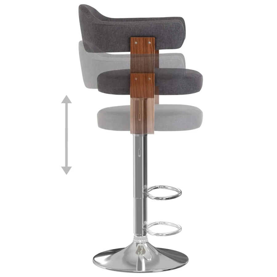 Tabourets de bar lot de 2 gris foncé bois courbé et tissu - 6