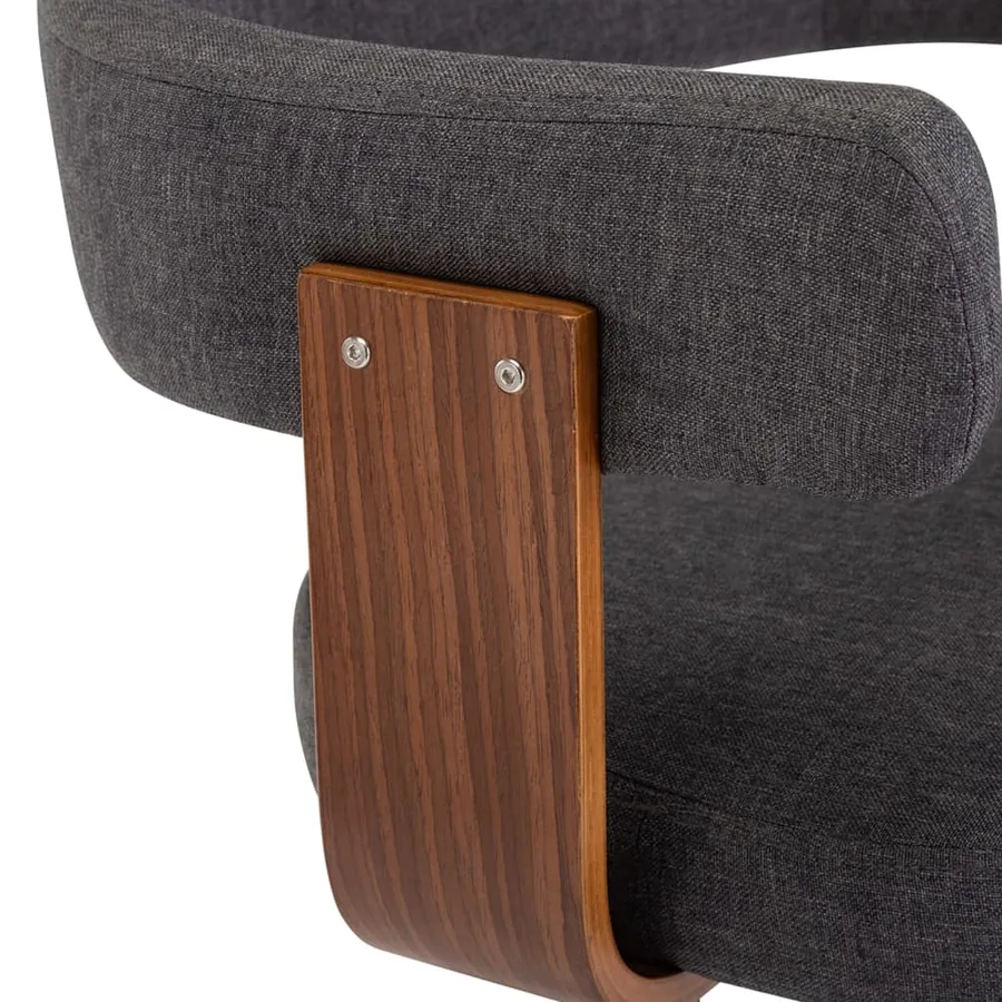 Tabourets de bar lot de 2 gris foncé bois courbé et tissu - 7