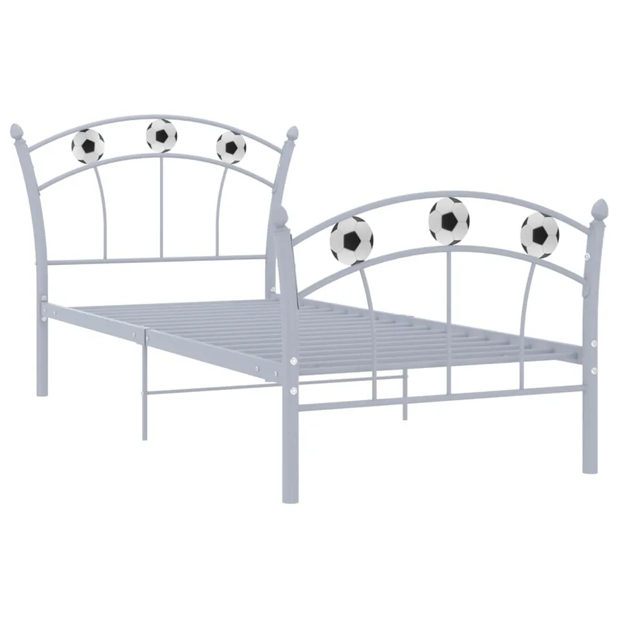 Cadre de lit sans matelas gris métal 90x200 cm - 2