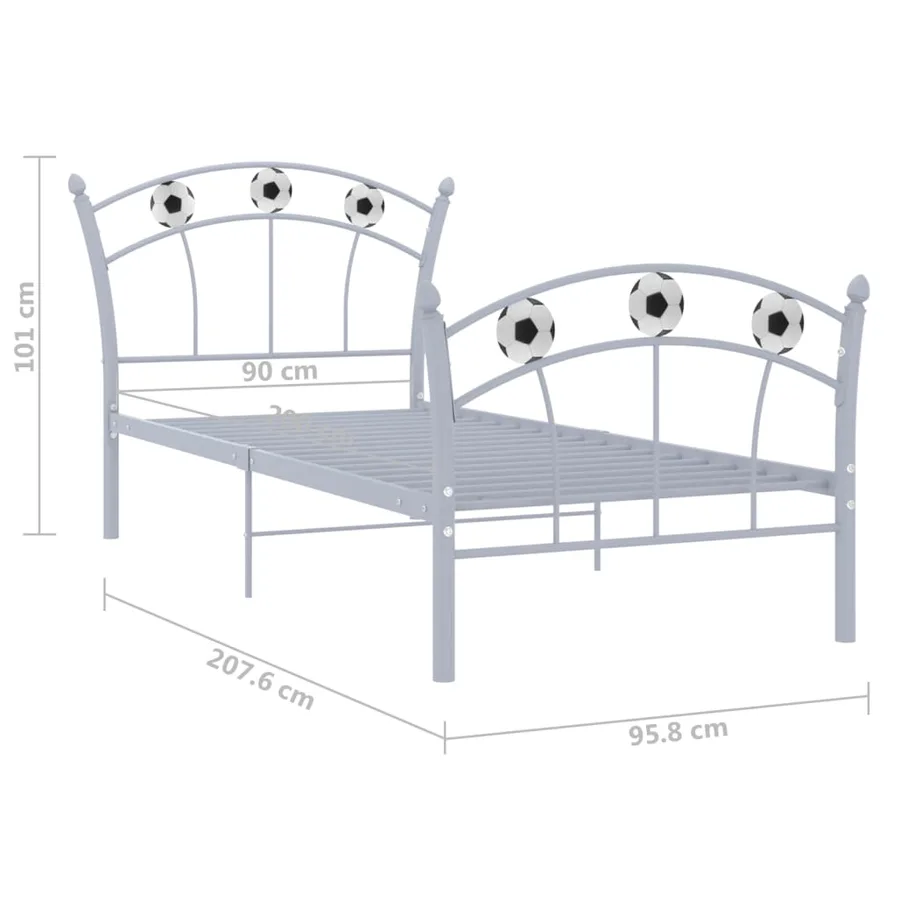 Cadre de lit sans matelas gris métal 90x200 cm - 6